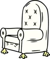 hand drawn cartoon doodle of a blue arm chair png