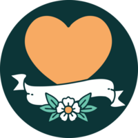 iconic tattoo style image of a heart and banner png