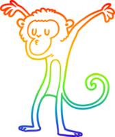 rainbow gradient line drawing of a cartoon monkey png