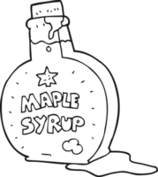 hand drawn black and white cartoon maple syrup bottle png