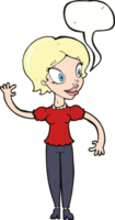 cartoon woman waving with speech bubble png