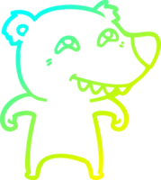 cold gradient line drawing of a cartoon bear showing teeth png