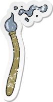 distressed sticker of a cartoon paint brush png