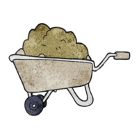 hand textured cartoon wheelbarrow full of dirt png