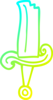 cold gradient line drawing of a cartoon jeweled sword png