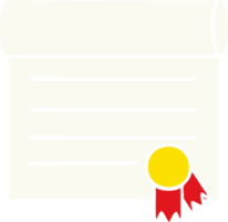 flat color retro cartoon of a certificate png