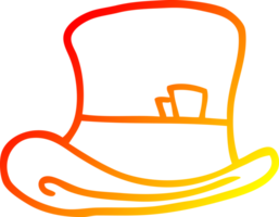 warm gradient line drawing of a cartoon top hat png