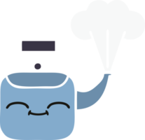 flat color retro cartoon of a steaming kettle png