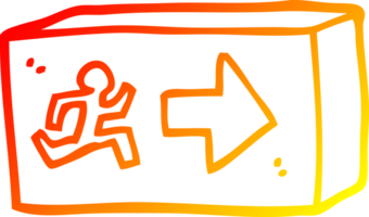 warm gradient line drawing of a cartoon exit sign png