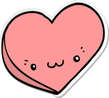 distressed sticker of a cartoon love heart with face png