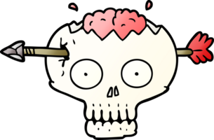 cartoon skull with arrow through brain png