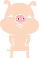 flat color style cartoon grumpy pig png