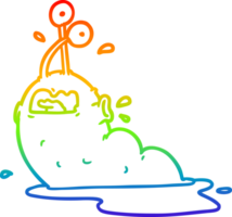 rainbow gradient line drawing of a gross cartoon slug png