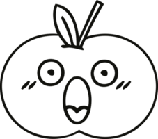 line drawing cartoon of a red apple png