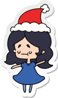 hand drawn christmas sticker cartoon of kawaii girl png