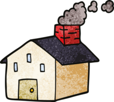 Cartoon-Doodle-Haus mit rauchendem Schornstein png
