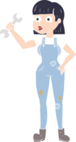 flat color illustration of mechanic woman png