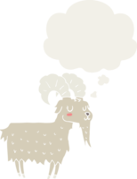cartoon goat with thought bubble in retro style png