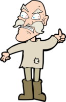 cartoon angry old man in patched clothing png