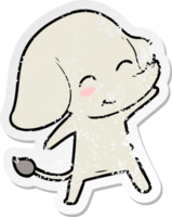 distressed sticker of a cute cartoon elephant png