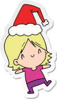 mano disegnato Natale etichetta cartone animato di kawaii ragazza png