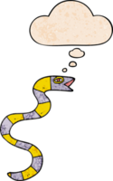 cartoon snake with thought bubble in grunge texture style png