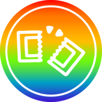 movie ticket circular icon with rainbow gradient finish png