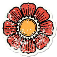 Distressed Sticker Tattoo im traditionellen Stil einer Blume png