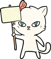 lindo gato de dibujos animados con signo de protesta png