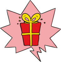 cartoon wrapped gift with speech bubble png