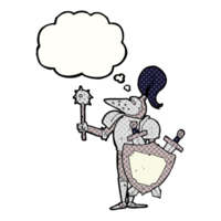 hand drawn thought bubble cartoon medieval knight with shield png