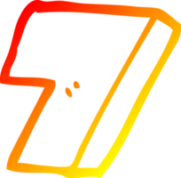 warm gradient line drawing of a cartoon number seven png