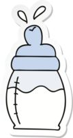 sticker van een eigenzinnige, met de hand getekende cartoon babymelkfles png
