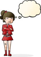 cartoon cool girl with thought bubble png