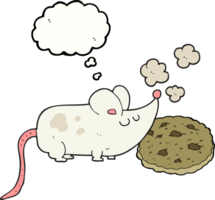 cute  hand drawn thought bubble cartoon mouse and cookie png