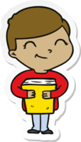 sticker of a cartoon boy smiling png