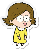 sticker of a cartoon girl pouting png