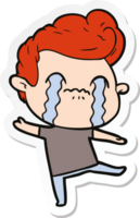 sticker of a cartoon man crying png