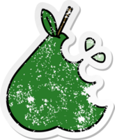 distressed sticker of a cute cartoon pear png
