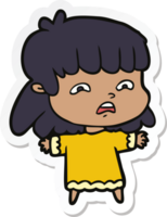 sticker of a cartoon worried woman png