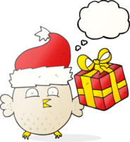 hand drawn thought bubble cartoon  christmas owl png