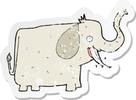 pegatina retro angustiada de un elefante feliz de dibujos animados png