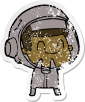 pegatina angustiada de un astronauta de dibujos animados feliz png