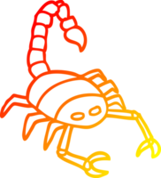 warm gradient line drawing of a cartoon scorpion png