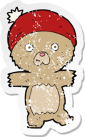 pegatina retro angustiada de un oso de peluche divertido de dibujos animados png