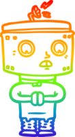 rainbow gradient line drawing of a cartoon robot png