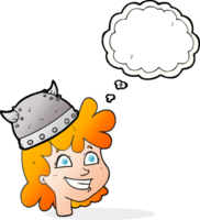 hand drawn thought bubble cartoon female viking png