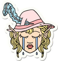 sticker of a crying elf bard character face png