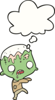 tekenfilm zombie met gedachte bubbel png