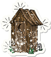 worn old sticker of a tattoo style outdoor toilet png